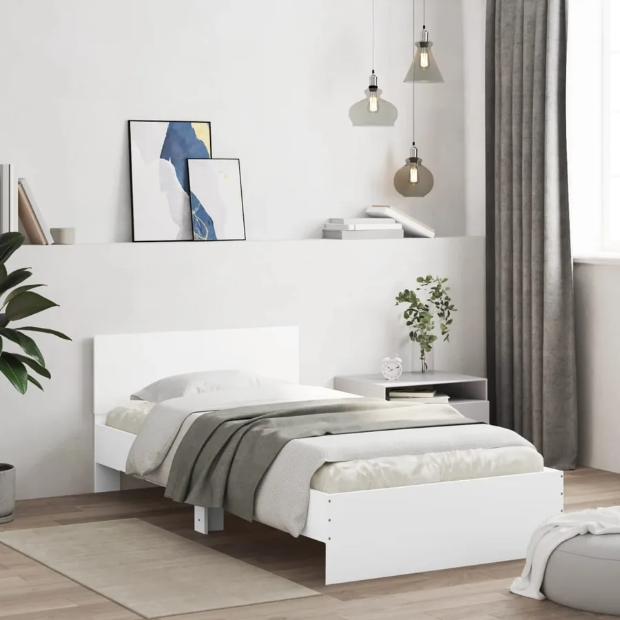 Cadre de lit sans matelas avec lumières LED blanc 100x200 cm - 3