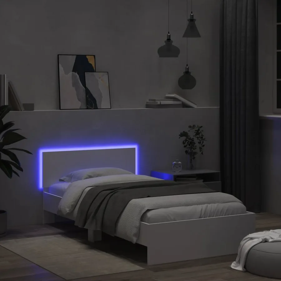 Cadre de lit sans matelas avec lumières LED blanc 100x200 cm - 4