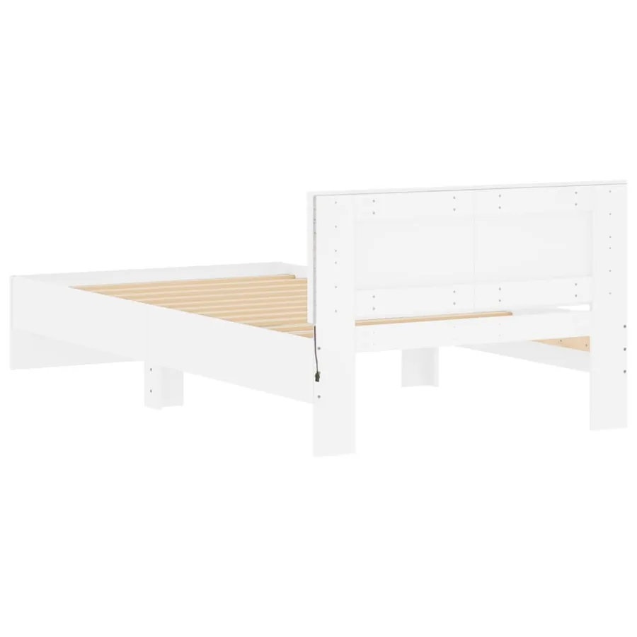 Cadre de lit sans matelas avec lumières LED blanc 100x200 cm - 9