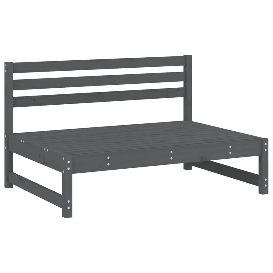 Salon de jardin 5 pcs gris bois massif de pin - 3