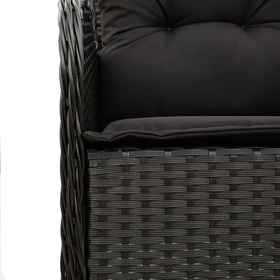 Ensemble à manger de jardin coussins 7pcs Noir Résine tressée - 5