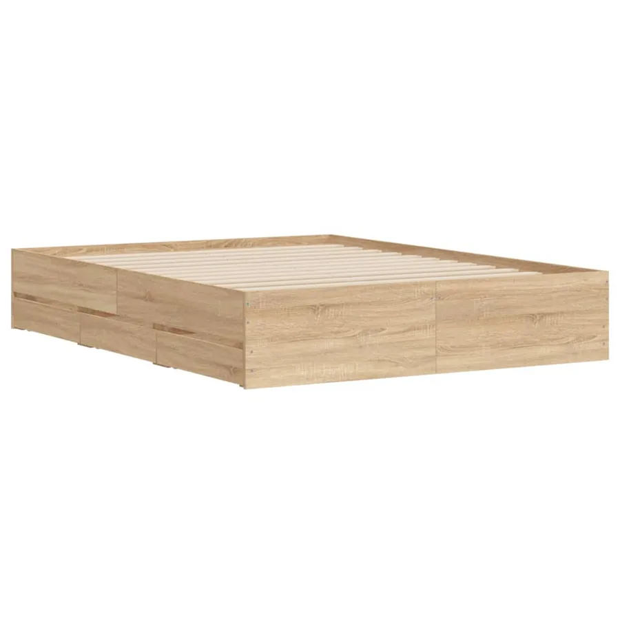 Cadre de lit avec tiroirs sans matelas chêne sonoma 150x200 cm - 4