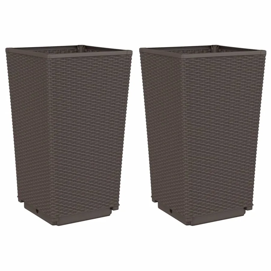 Jardinières 2 pcs marron 32,5x32,5x57 cm polypropylène - 2
