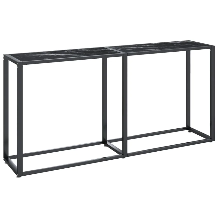 Table console Marbre noir 160x35x75,5 cm Verre trempé - 2