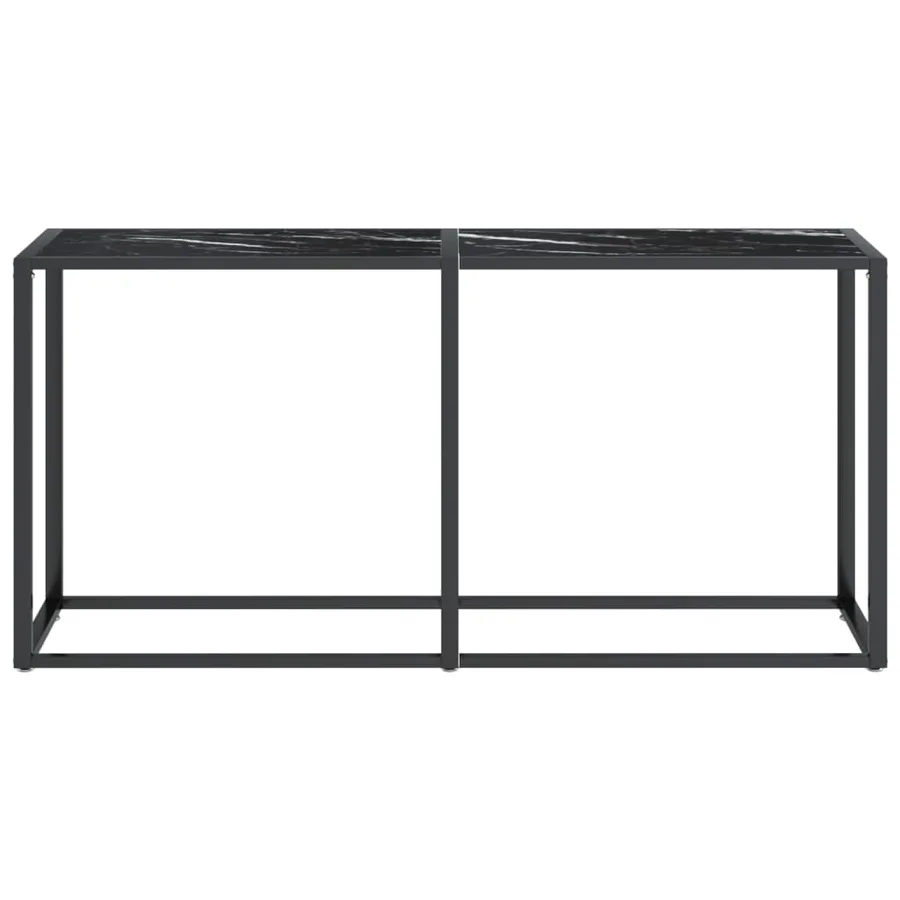 Table console Marbre noir 160x35x75,5 cm Verre trempé - 3