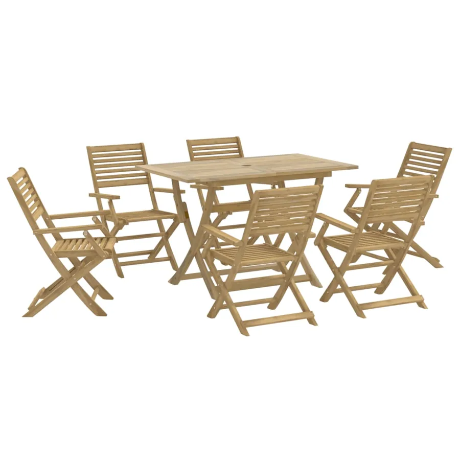 Ensemble à manger de jardin 7 pcs Bois d'acacia solide - 2