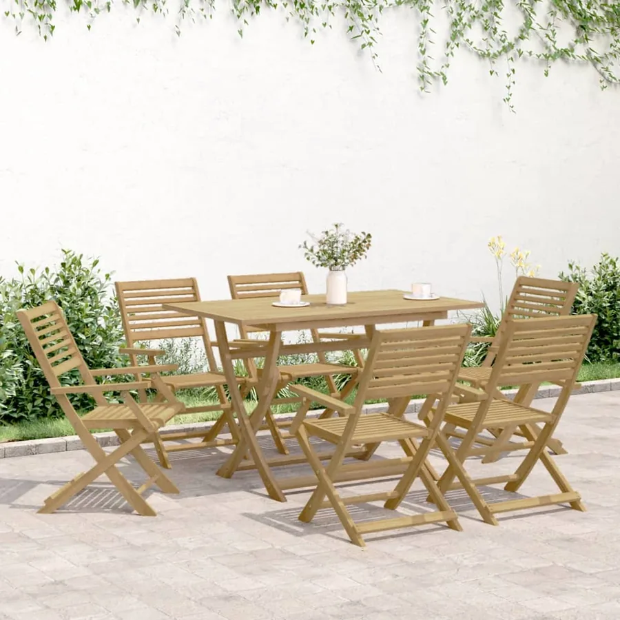Ensemble à manger de jardin 7 pcs Bois d'acacia solide - 3