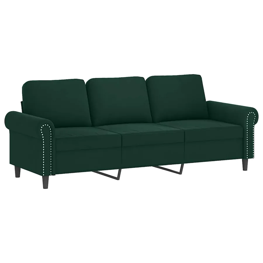 Ensemble de canapés 3 pcs avec coussins Vert foncé Velours - 5