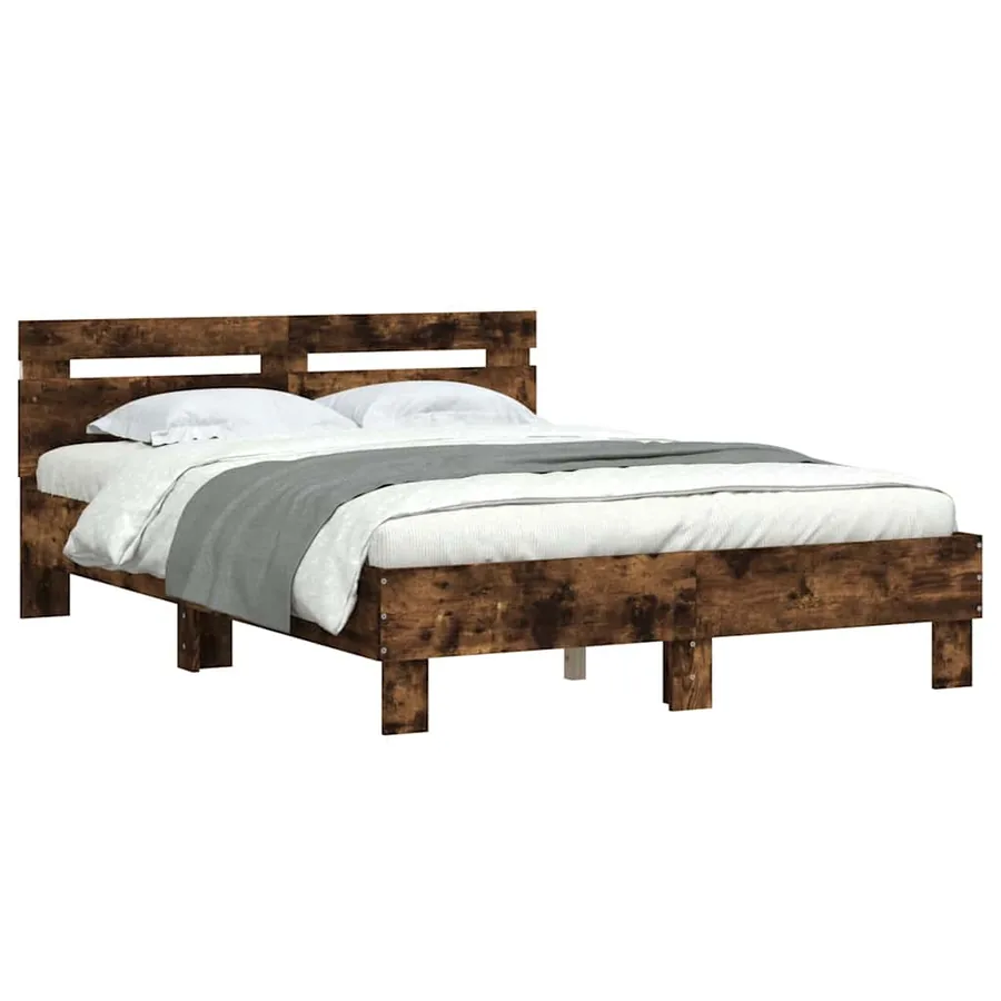 Cadre de lit avec LED sans matelas chêne fumé 120x190 cm - 3