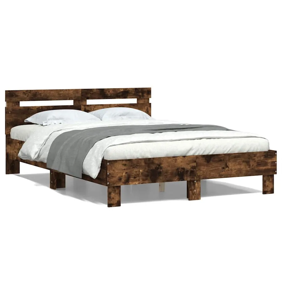 Cadre de lit avec LED sans matelas chêne fumé 120x190 cm - 5