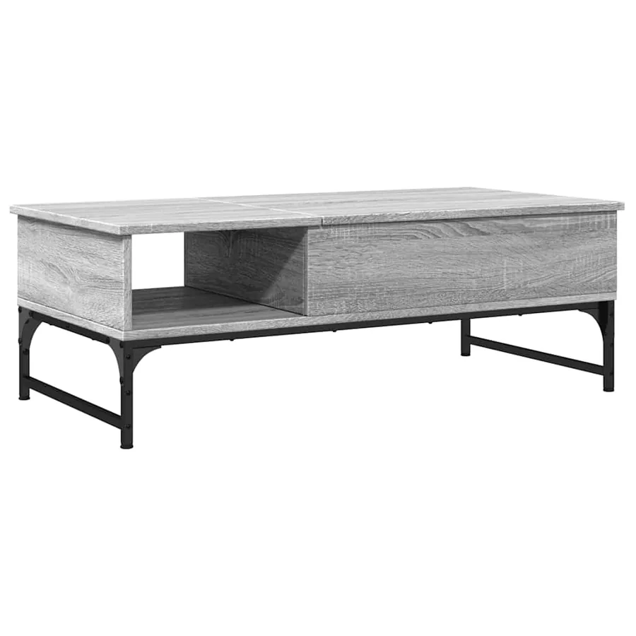 Table basse sonoma gris 100x50x35 cm bois d'ingénierie et métal - 2