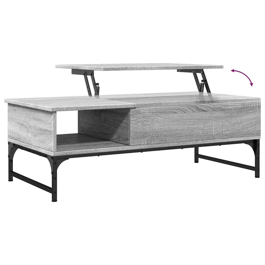 Table basse sonoma gris 100x50x35 cm bois d'ingénierie et métal - 8