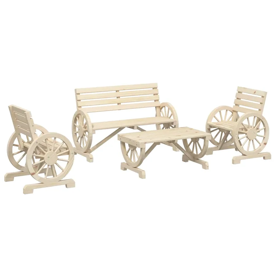 Salon de jardin 4 pcs bois de sapin massif - 2