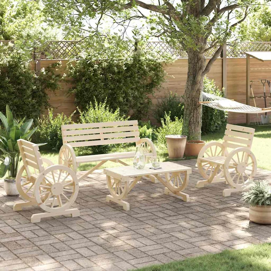 Salon de jardin 4 pcs bois de sapin massif - 3