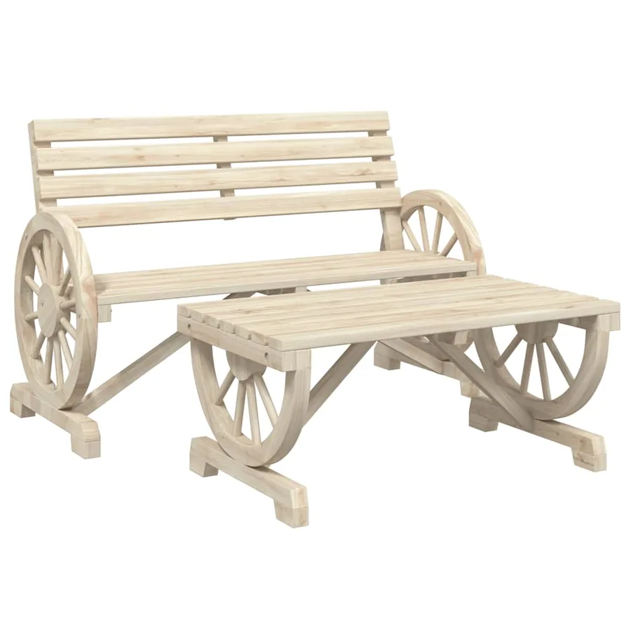 Salon de jardin 4 pcs bois de sapin massif - 4
