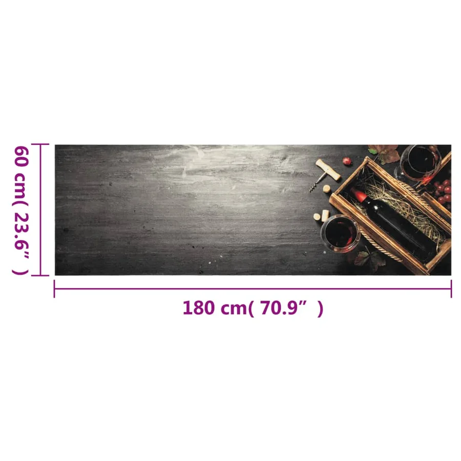 Tapis de cuisine lavable bouteille de vin 60x180 cm velours - 5