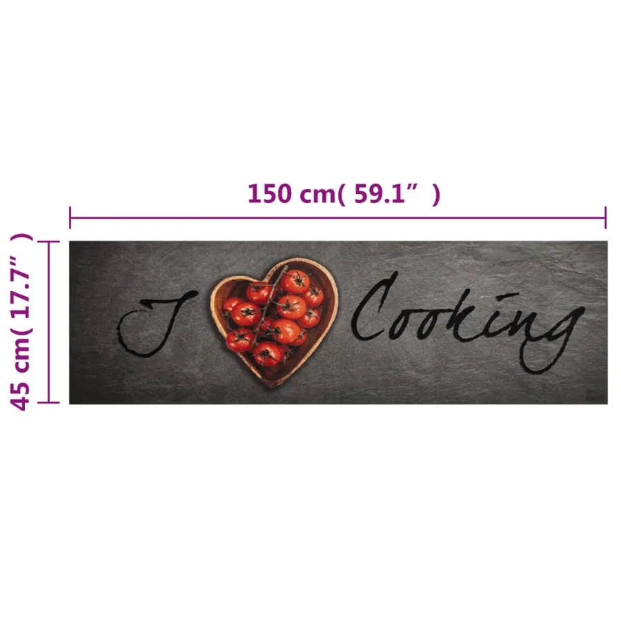 Tapis de cuisine lavable texte Cooking 45x150 cm velours - 5