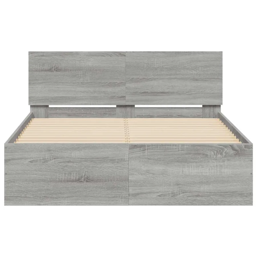 Cadre de lit avec tête de lit et LED sonoma gris 140x190 cm - 7
