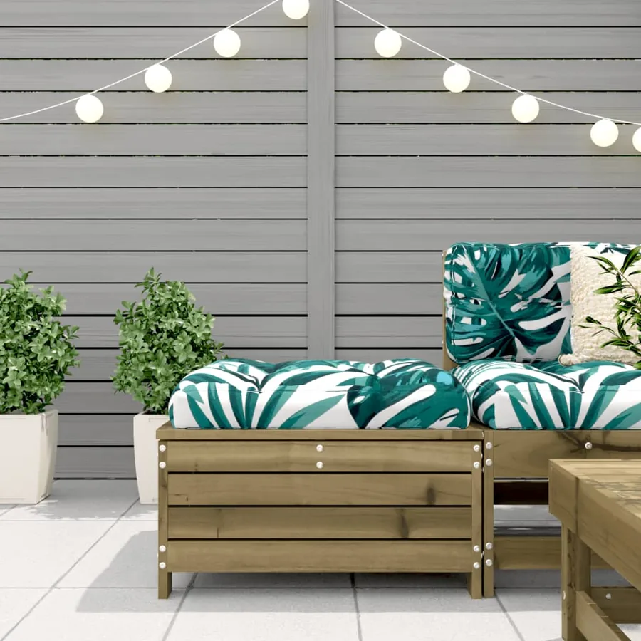 Repose-pied de jardin avec coussin bois de pin imprégné - 3