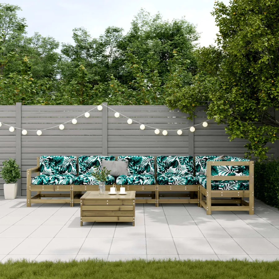 Salon de jardin 7 pcs avec coussins bois de pin imprégné - 3