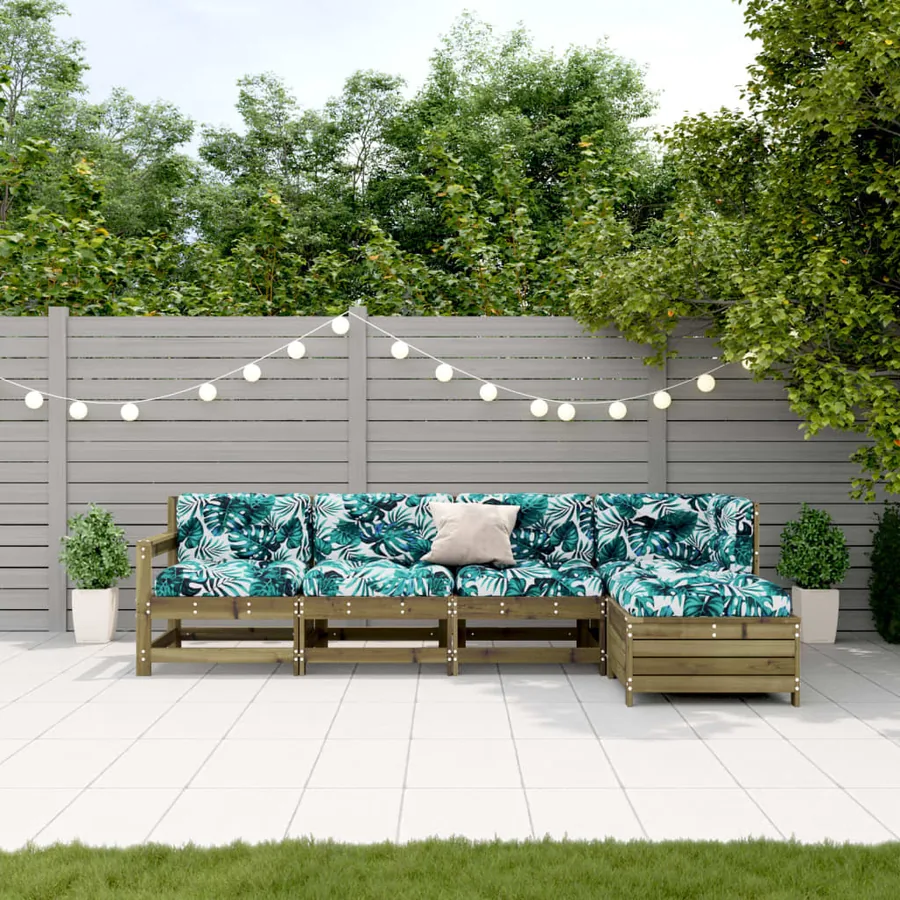 Salon de jardin 5 pcs avec coussins bois de pin imprégné