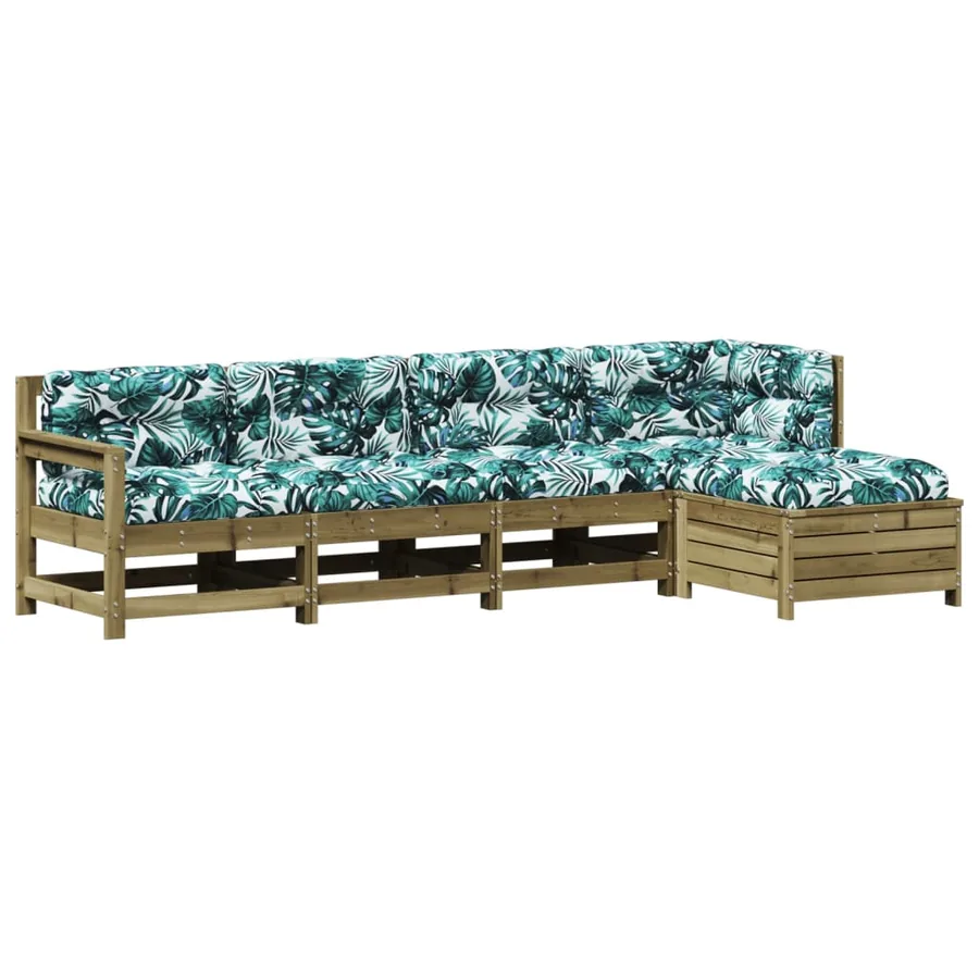 Salon de jardin 5 pcs avec coussins bois de pin imprégné - 2