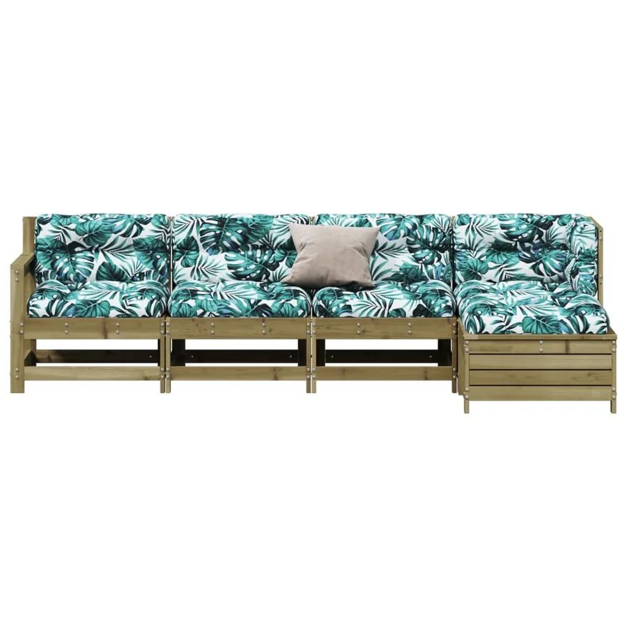 Salon de jardin 5 pcs avec coussins bois de pin imprégné - 3