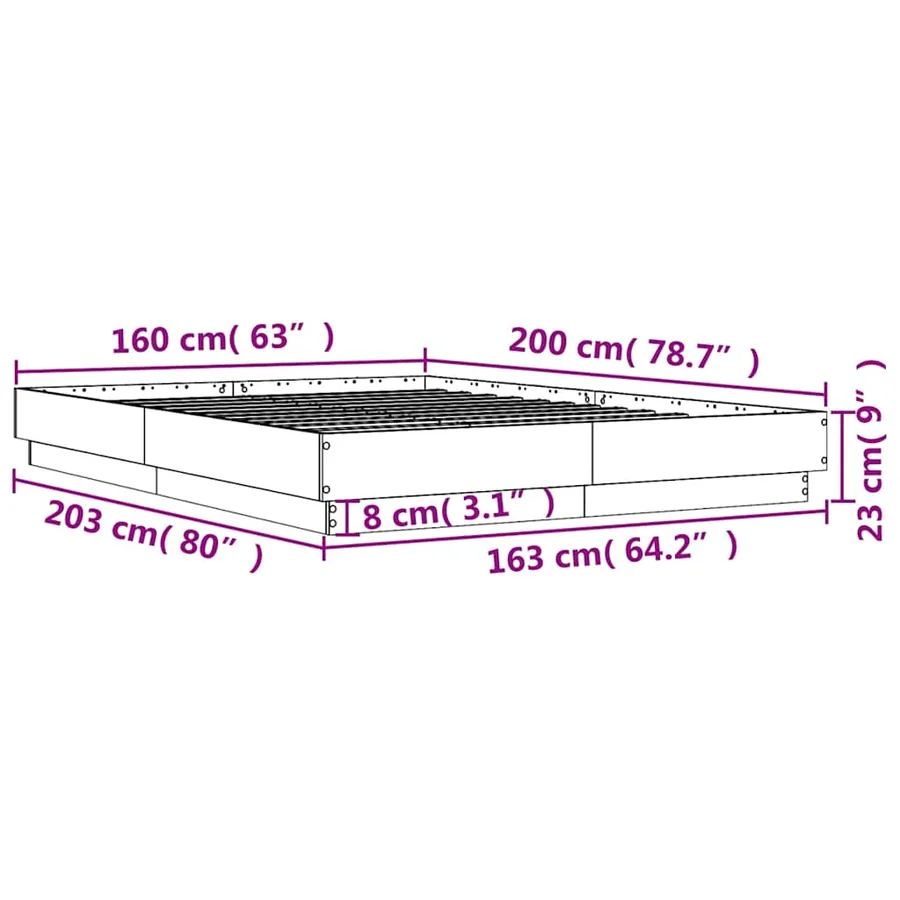 Cadre de lit sans matelas chêne sonoma 160x200 cm - 9