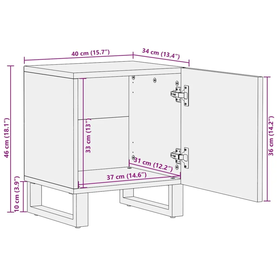 Tables de chevet 2 pcs 40x34x46 cm bois d'acacia massif - 10