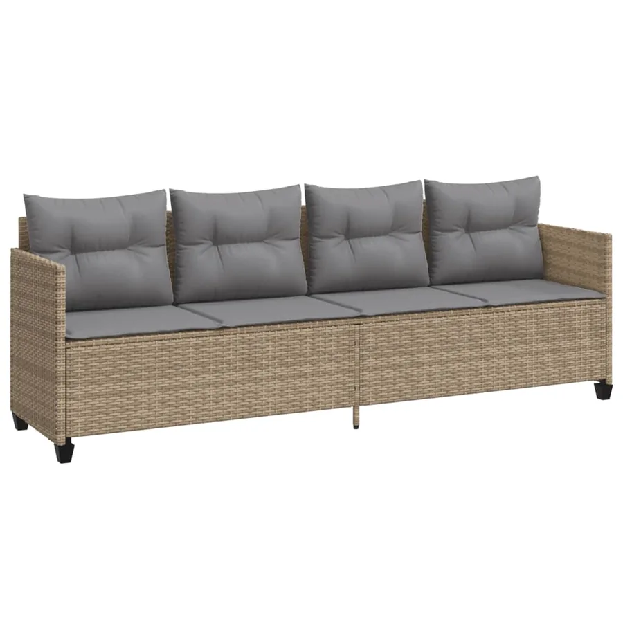 Chaise longue avec coussins beige résine tressée - 2