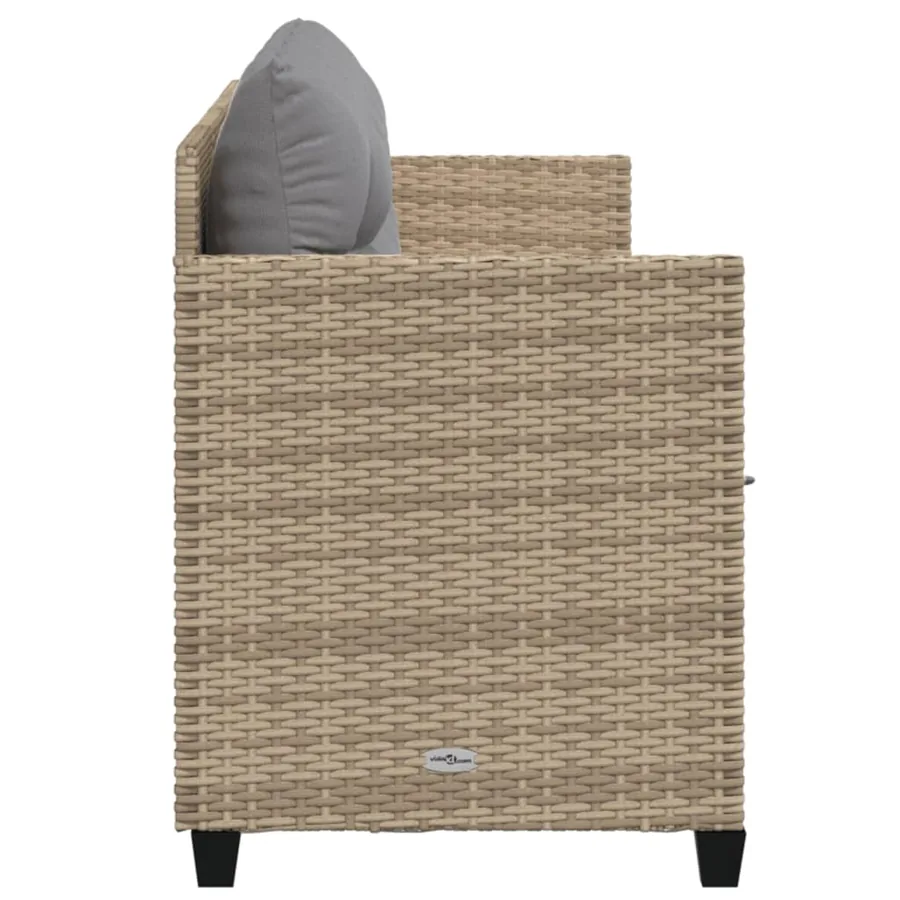 Chaise longue avec coussins beige résine tressée - 5