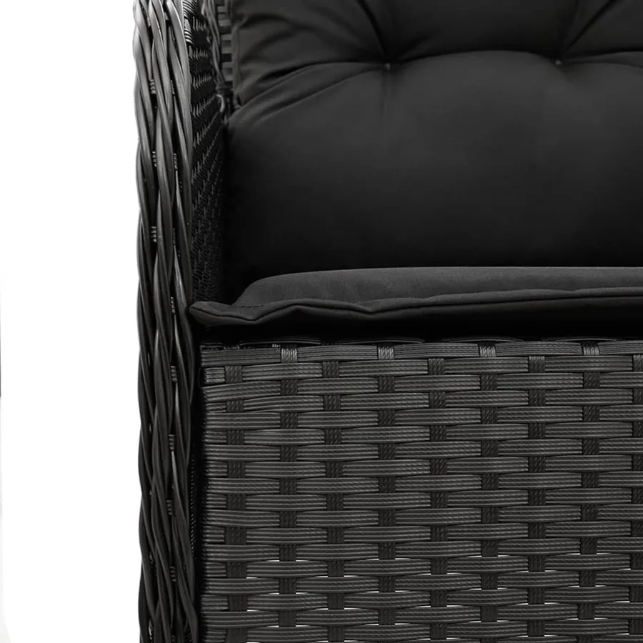 Ensemble à manger de jardin 9pcs coussins noir résine tressée - 5