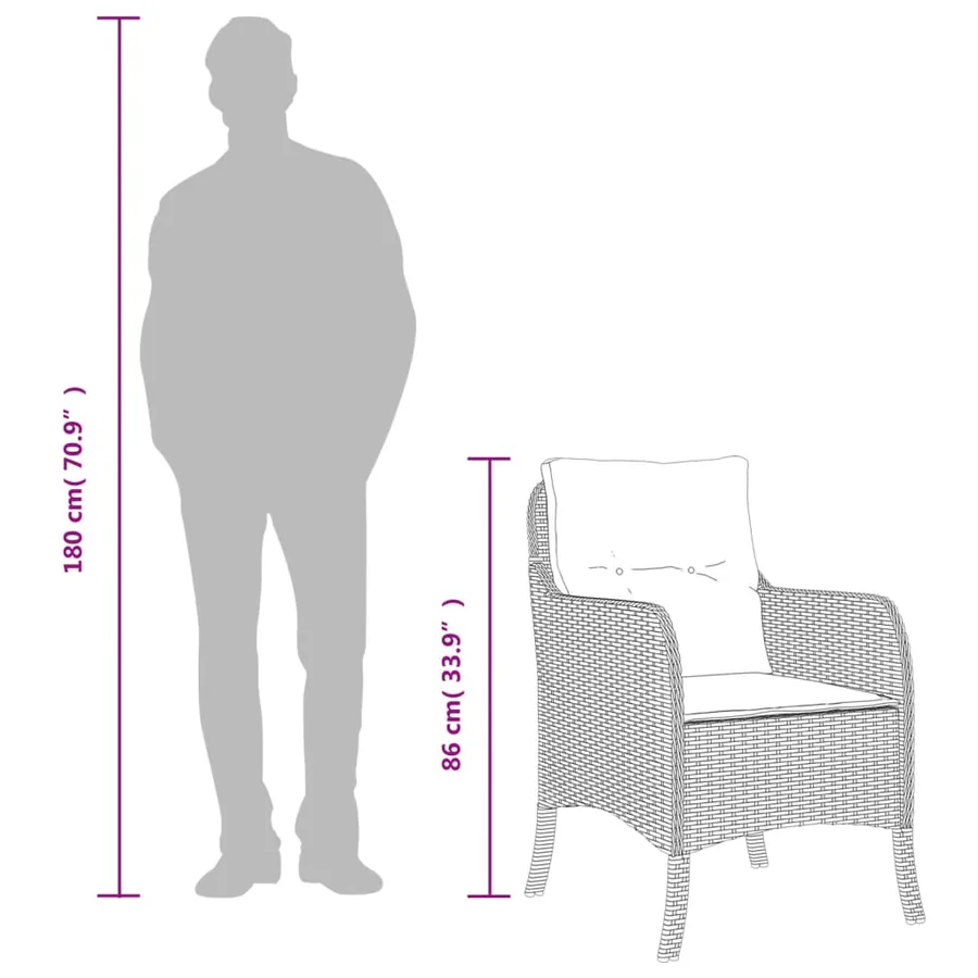 Ensemble à manger de jardin et coussins 7 pcs gris rotin - 8