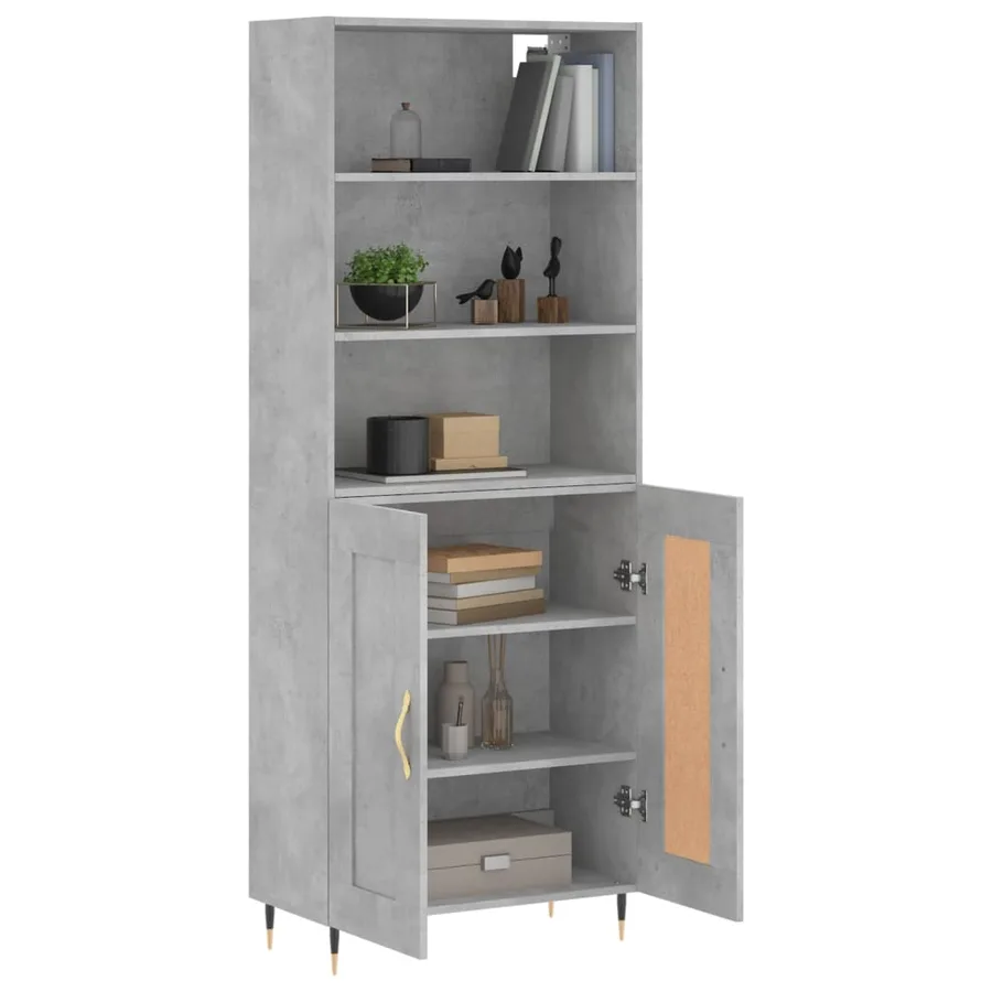 Buffet haut Gris béton 69,5x34x180 cm Bois d'ingénierie - 11
