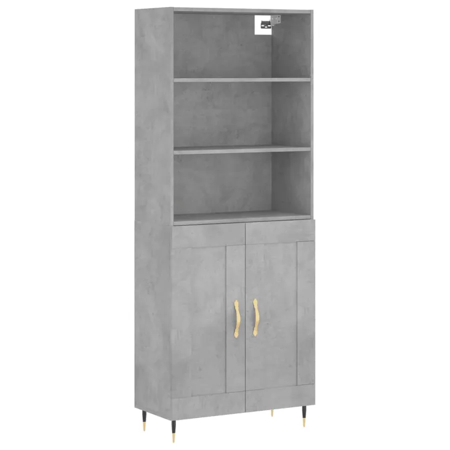 Buffet haut Gris béton 69,5x34x180 cm Bois d'ingénierie - 2