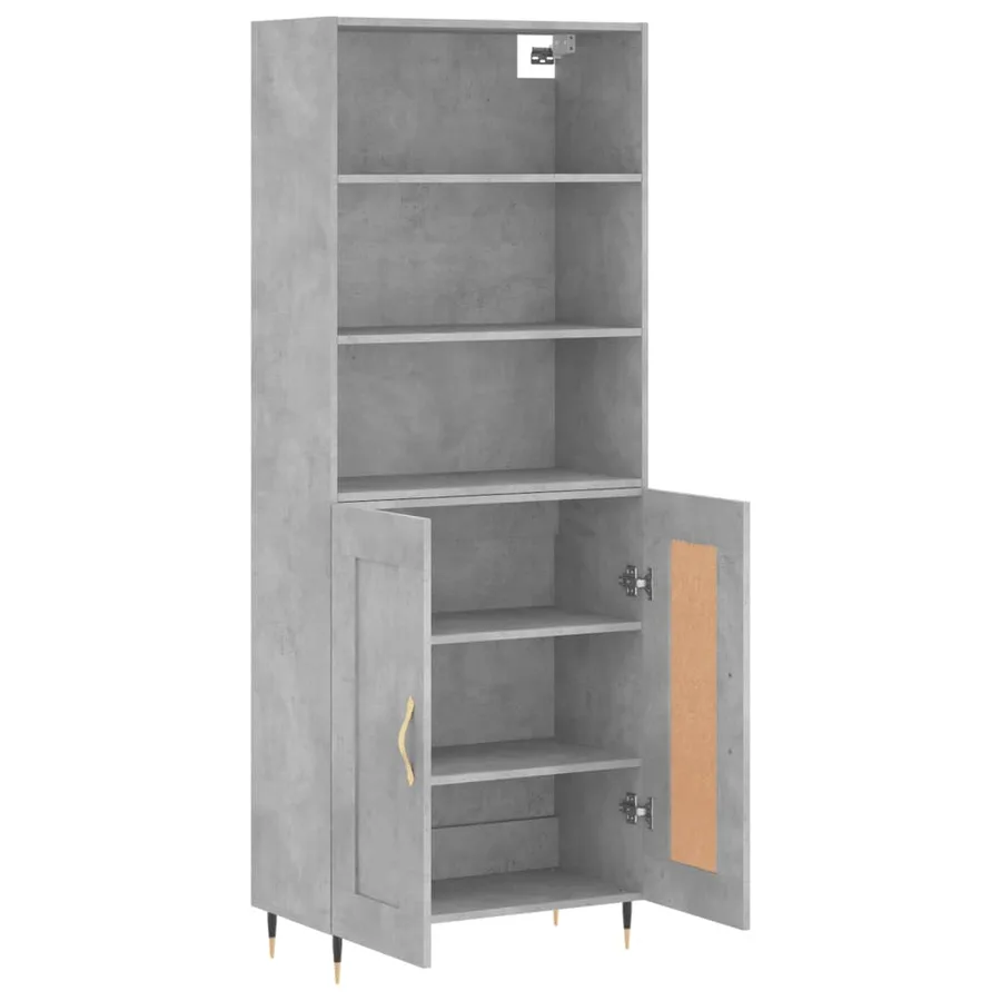 Buffet haut Gris béton 69,5x34x180 cm Bois d'ingénierie - 3