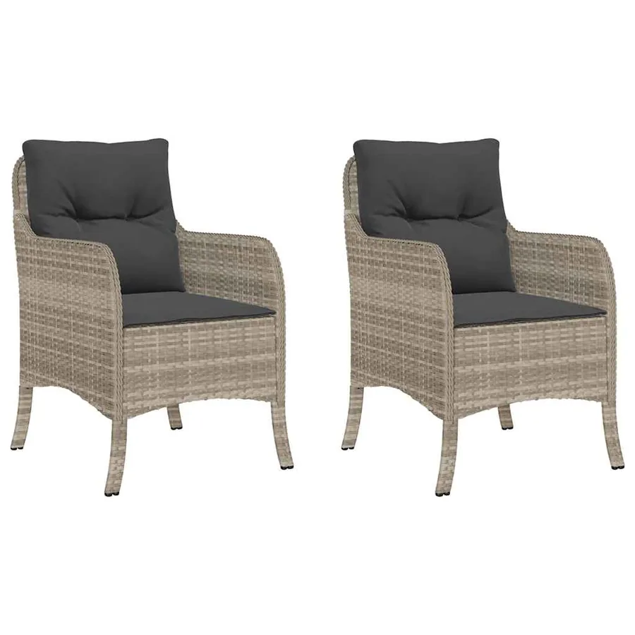 Chaises de jardin coussins lot de 2 gris clair résine tressée - 2