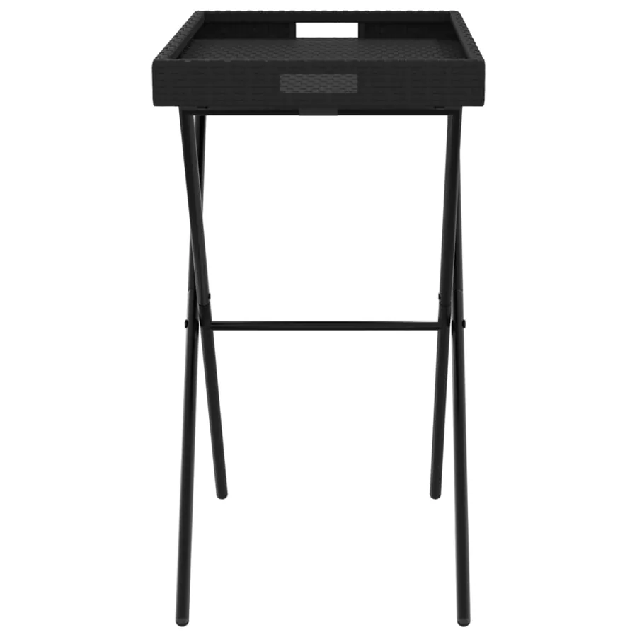 Table à plateau pliable noir 65x40x75 cm résine tressée - 6