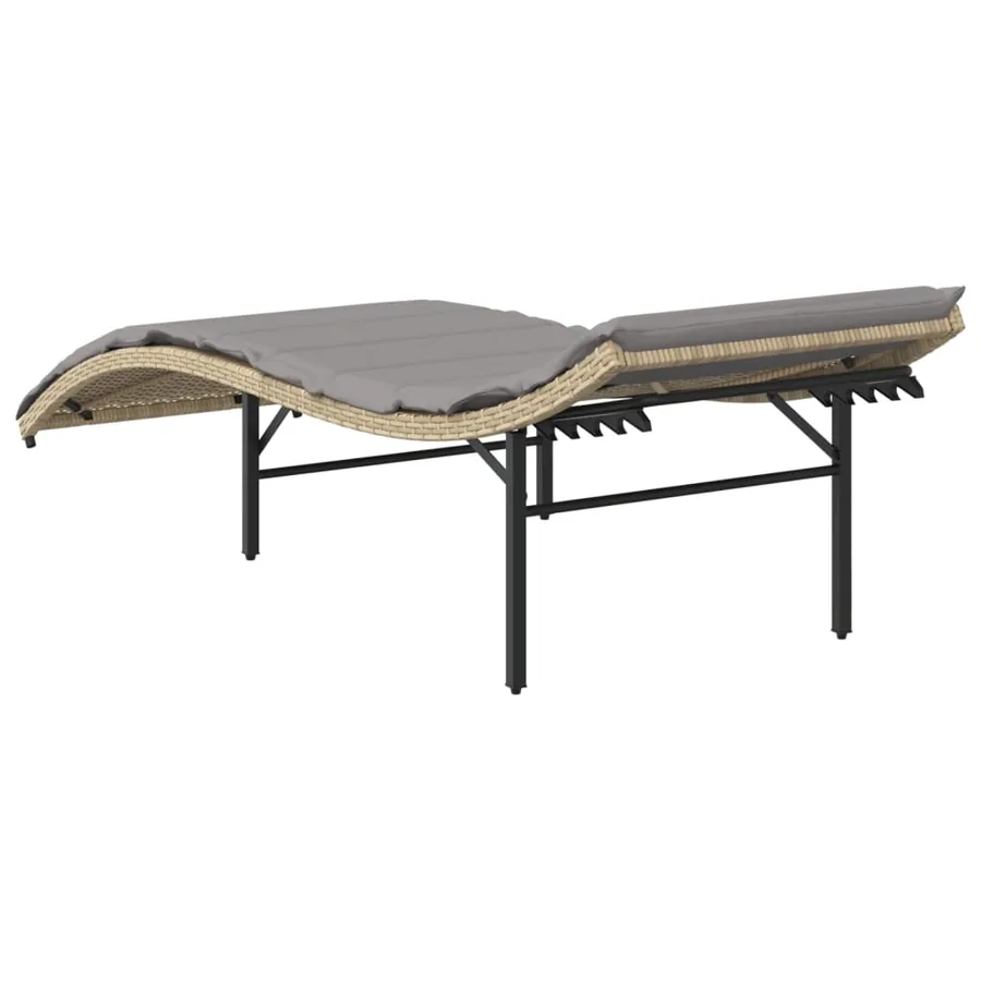 Chaises longues lot de 2 avec coussins beige résine tressée - 6