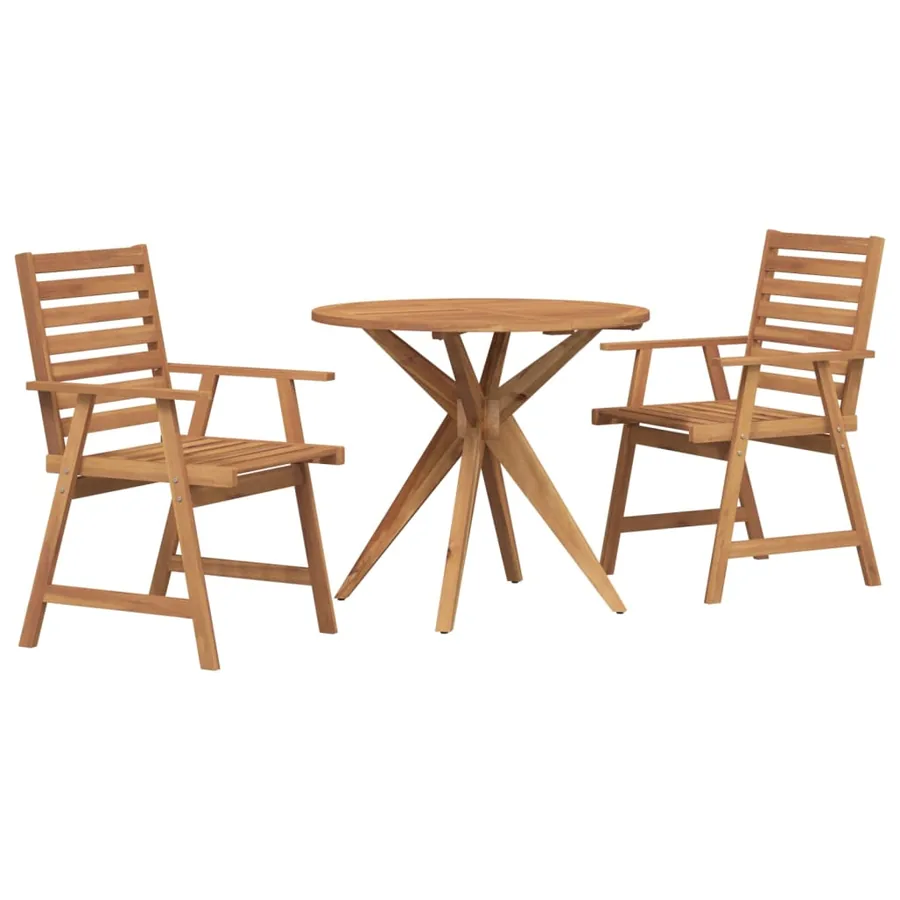 Ensemble à manger de jardin 3 pcs Bois d'acacia solide - 2