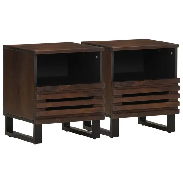 Tables de chevet 2 pcs 40x34x46 cm bois de manguier massif