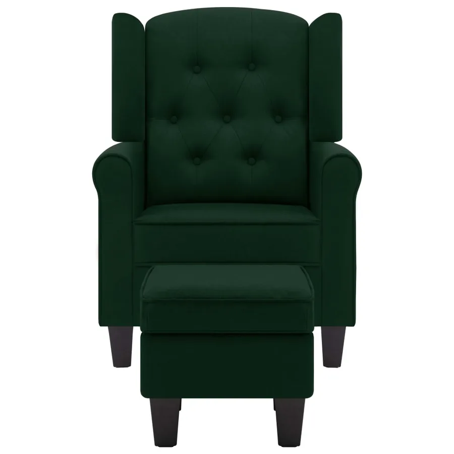 Fauteuil avec repose-pied Vert foncé Tissu - 3