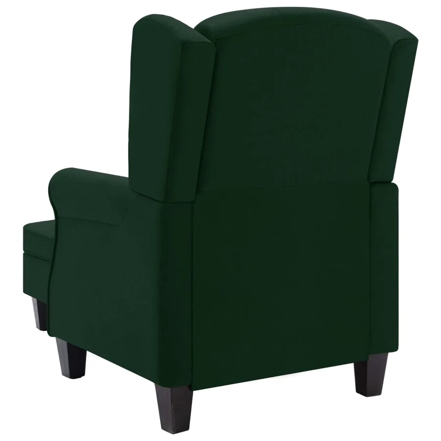 Fauteuil avec repose-pied Vert foncé Tissu - 5