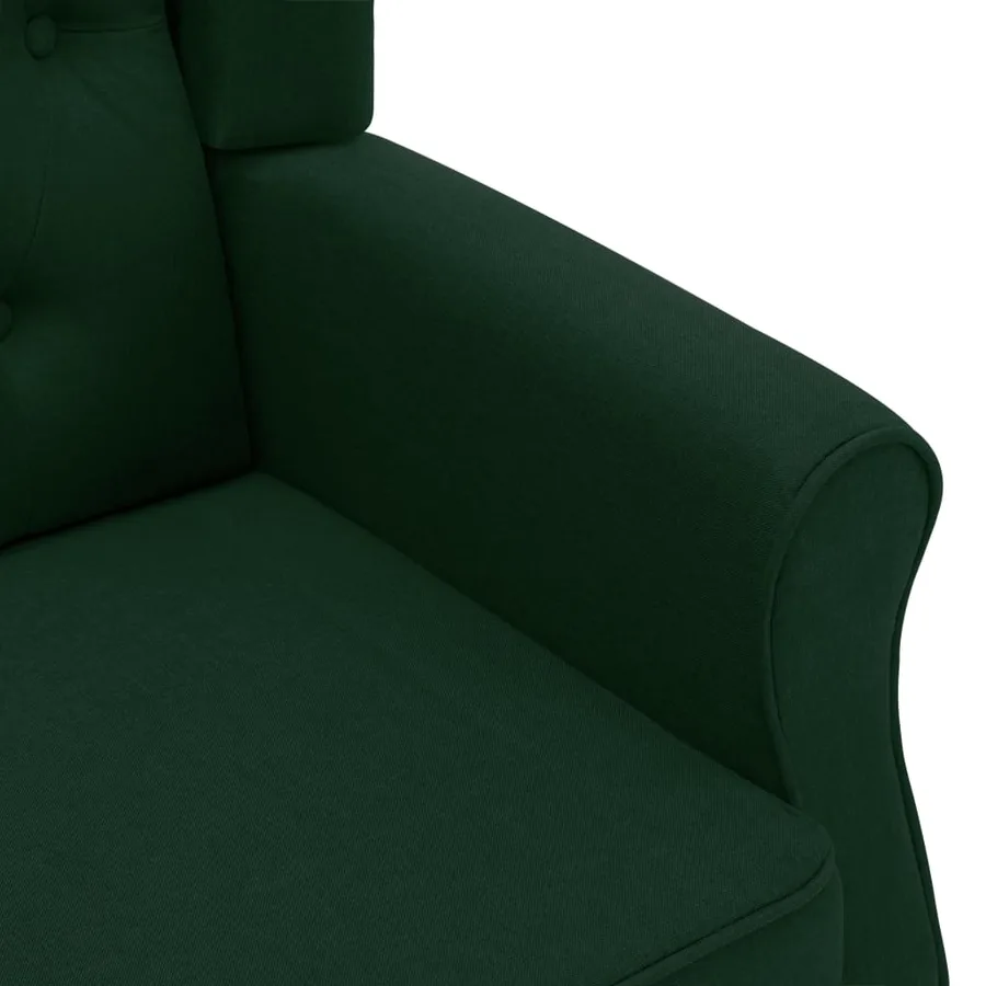 Fauteuil avec repose-pied Vert foncé Tissu - 6