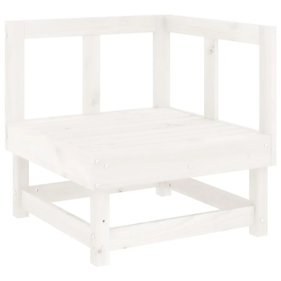 Salon de jardin 7 pcs Blanc Bois de pin massif - 3