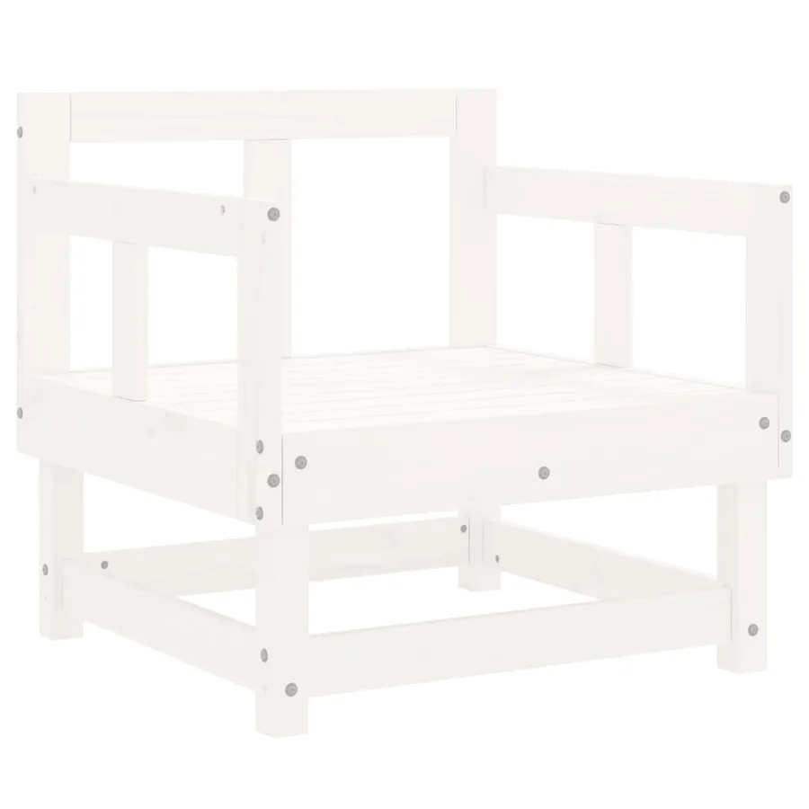 Salon de jardin 7 pcs Blanc Bois de pin massif - 5