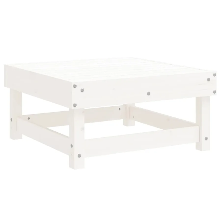 Salon de jardin 7 pcs Blanc Bois de pin massif - 6