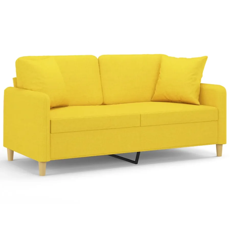 Canapé 2 places avec oreillers jaune clair 140 cm tissu - 2
