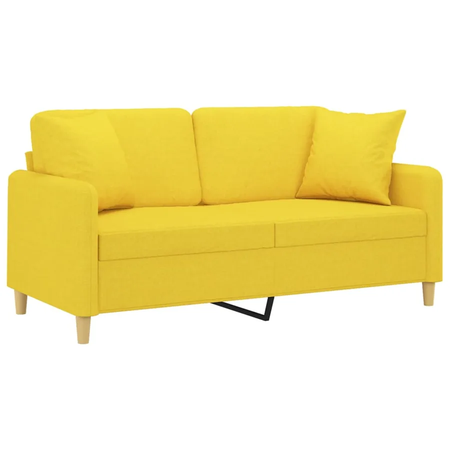 Canapé 2 places avec oreillers jaune clair 140 cm tissu - 3