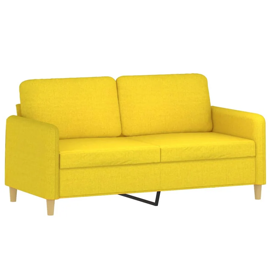 Canapé 2 places avec oreillers jaune clair 140 cm tissu - 4